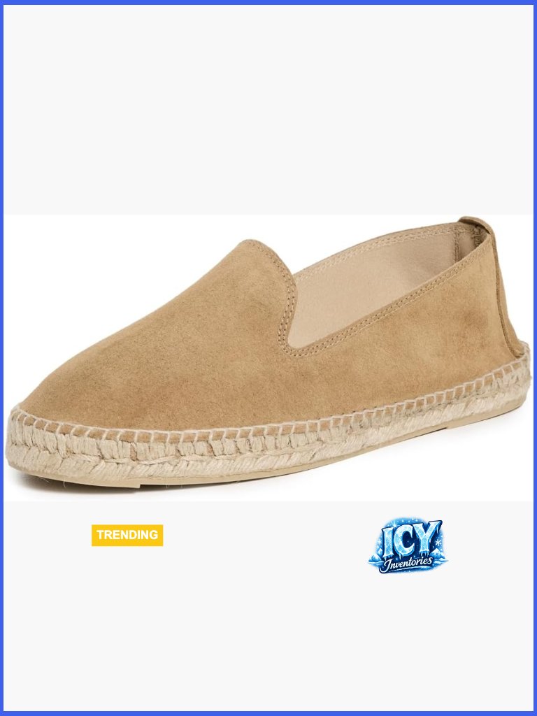Men's Suede Espadrilles - Classic Slip-On Shoes - Rubber Sole